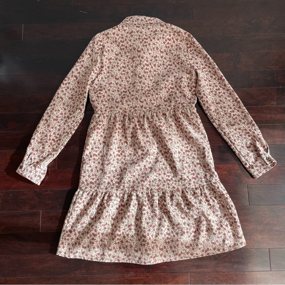 Paper Crane Corduroy Button Front Floral Dress Sz M Academia School Cottagecore
